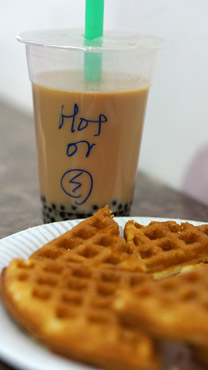 Bubble Tea & a crispy waffle